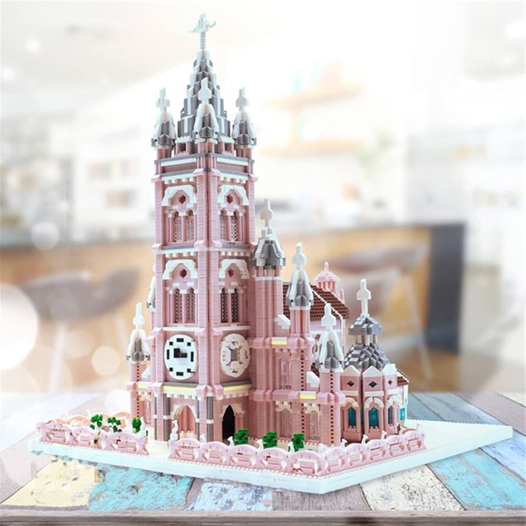 Pink Church Building Block Set Cathedral Replica Mini Nano Bricks Architecture - Picture 12 of 12